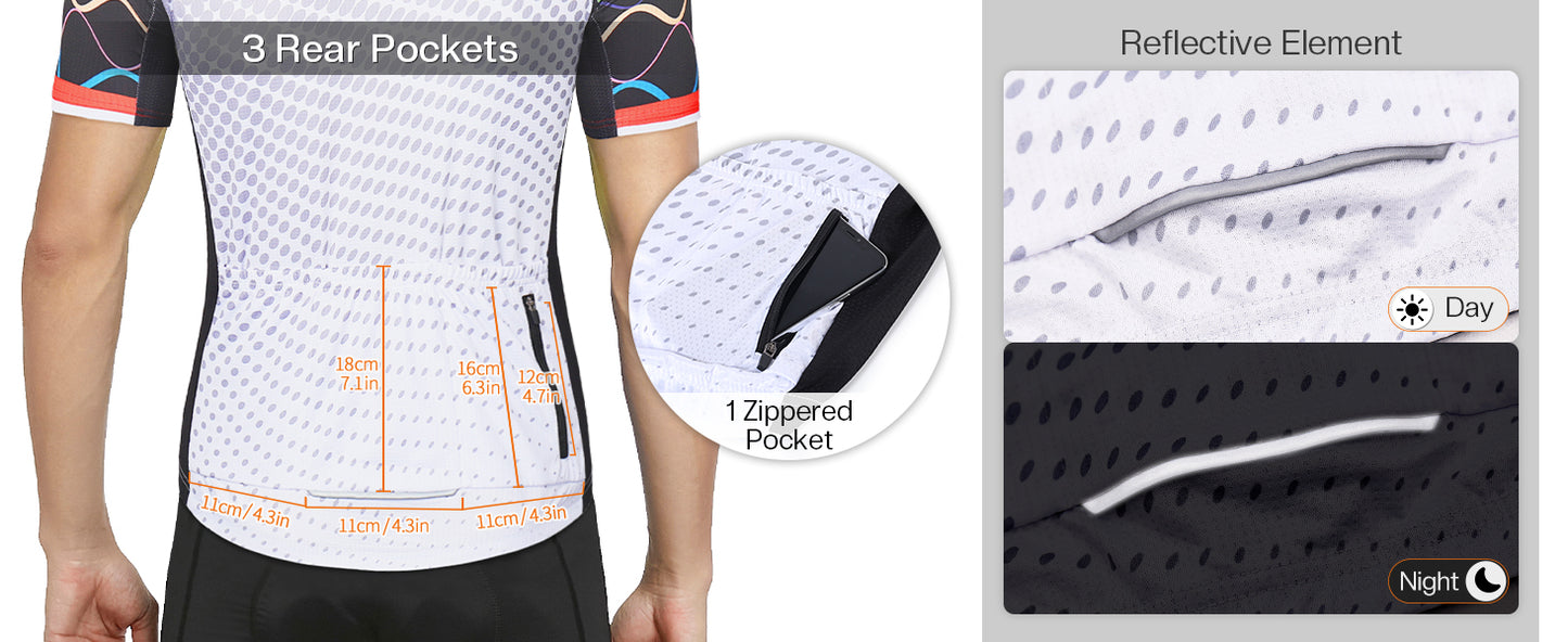 Herren MTB Fahrradtrikot Kurzarm – Mountainbike Trikot mit Reißverschlusstaschen & Reflektierenden Details, Atmungsaktives Radshirt