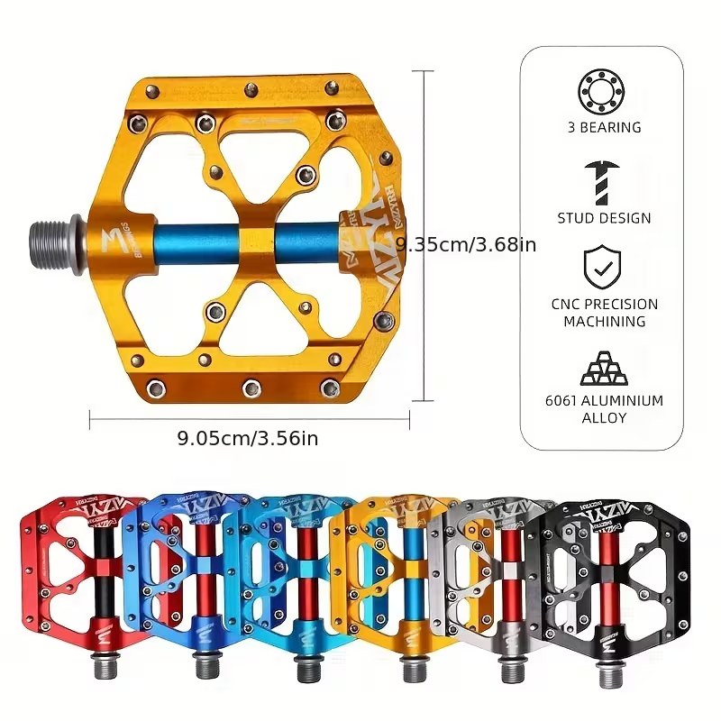 Ultraleichte CNC Aluminium Fahrradpedale – Rutschfeste MTB Flatpedale mit 3 Industrielagern, 9/16 Zoll Pedale für BMX, Rennrad, Mountainbike & E-Bike