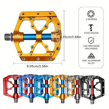 Ultraleichte CNC Aluminium Fahrradpedale – Rutschfeste MTB Flatpedale mit 3 Industrielagern, 9/16 Zoll Pedale für BMX, Rennrad, Mountainbike & E-Bike