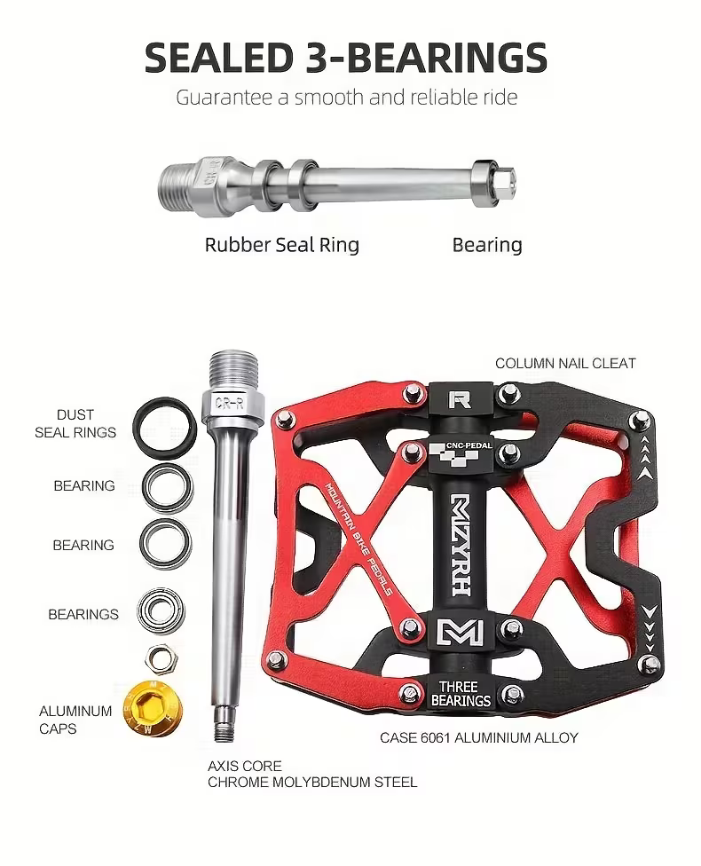 Mountainbike-Pedale mit 3-fach gedichteten Lagern – CNC Aluminium Fahrradpedale, ultraleicht & rutschfest für MTB, BMX, Rennrad und Fixie