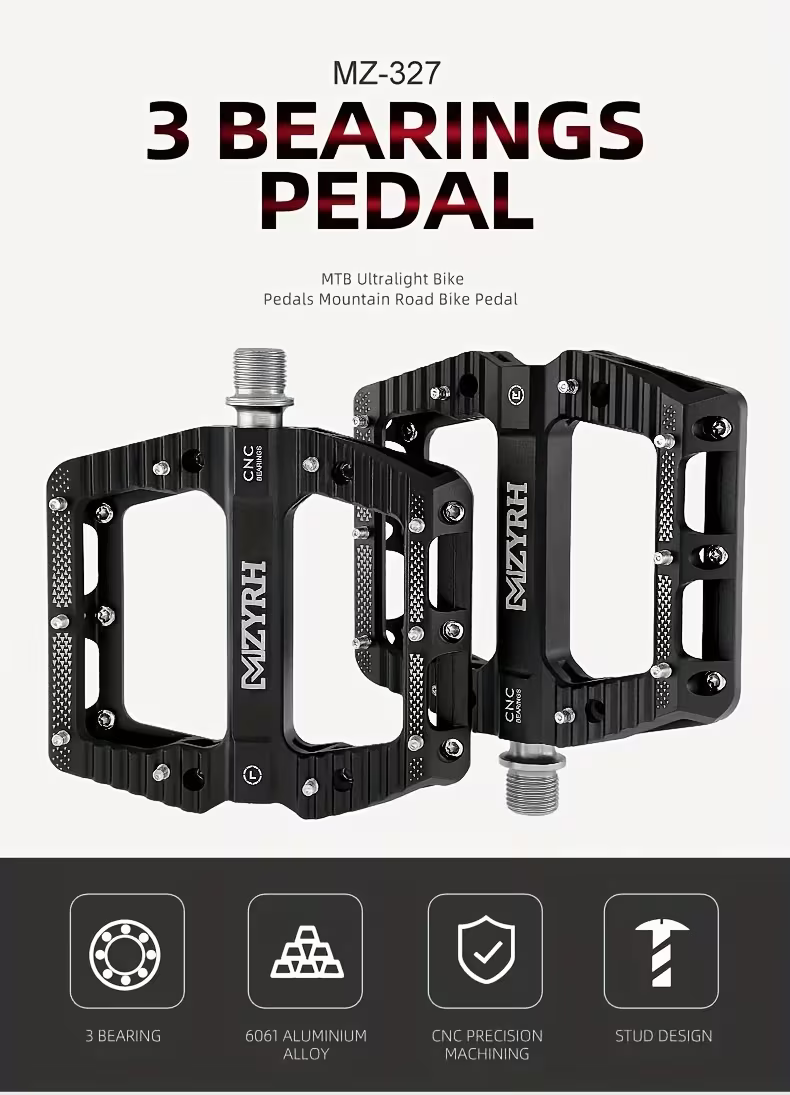 CNC Aluminium Fahrradpedale – Ultraleichte MTB Flatpedale mit Industrielagern, Rutschfest, 9/16 Zoll für Mountainbike, Rennrad, BMX & E-Bike