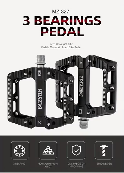 CNC Aluminium Fahrradpedale – Ultraleichte MTB Flatpedale mit Industrielagern, Rutschfest, 9/16 Zoll für Mountainbike, Rennrad, BMX & E-Bike