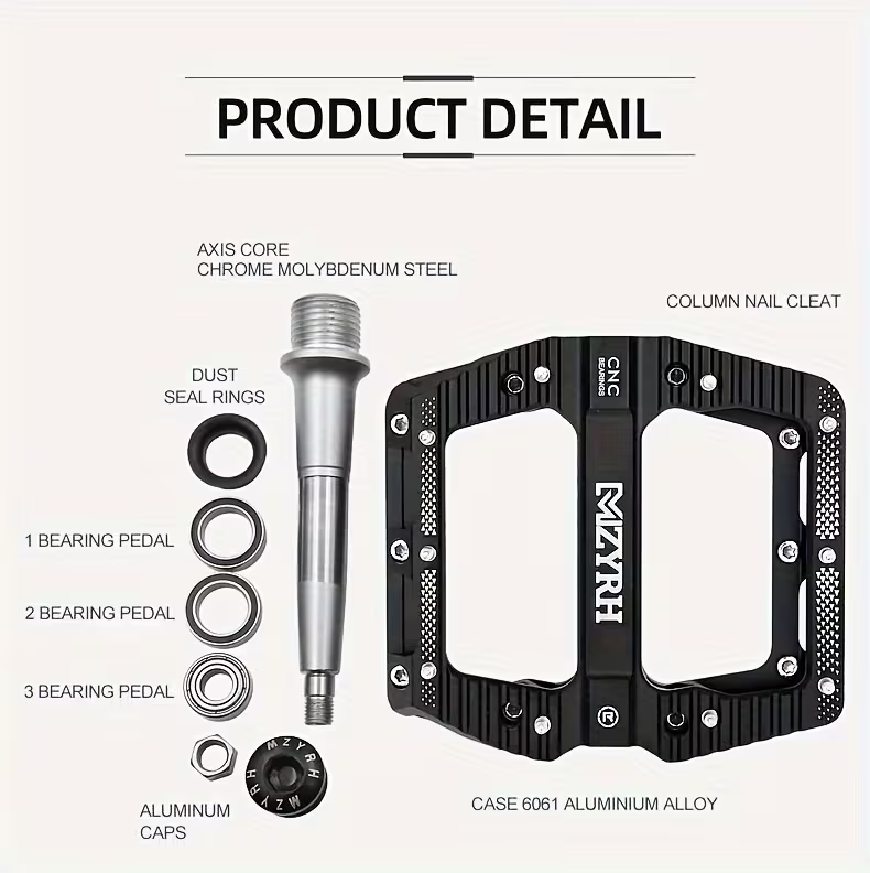 CNC Aluminium Fahrradpedale – Ultraleichte MTB Flatpedale mit Industrielagern, Rutschfest, 9/16 Zoll für Mountainbike, Rennrad, BMX & E-Bike