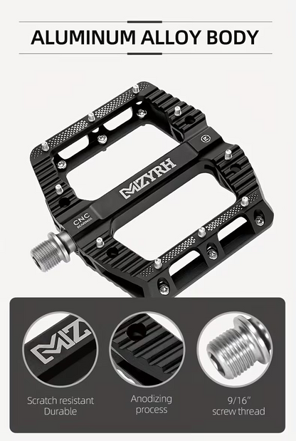 CNC Aluminium Fahrradpedale – Ultraleichte MTB Flatpedale mit Industrielagern, Rutschfest, 9/16 Zoll für Mountainbike, Rennrad, BMX & E-Bike