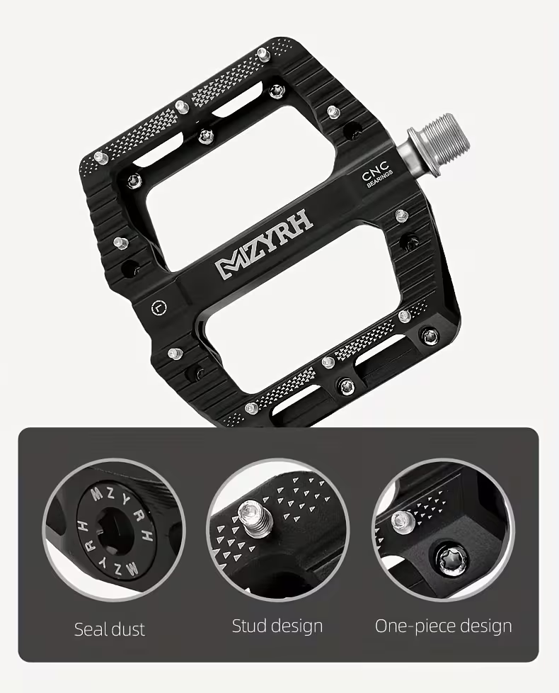 CNC Aluminium Fahrradpedale – Ultraleichte MTB Flatpedale mit Industrielagern, Rutschfest, 9/16 Zoll für Mountainbike, Rennrad, BMX & E-Bike