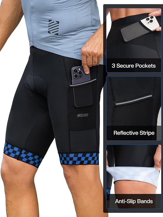 Herren Radhose gepolstert – Cycling-Shorts mit Handytasche am Rücken