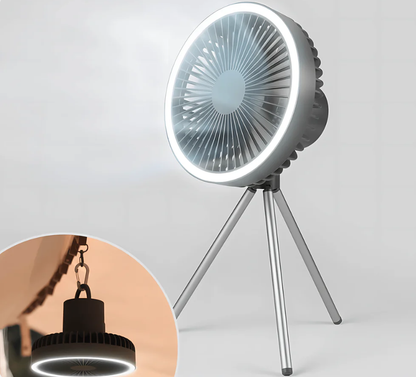 3-in-1 Campingventilator mit LED-Licht & 10000mAh  Powerbank