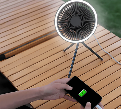 3-in-1 Campingventilator mit LED-Licht & 10000mAh  Powerbank