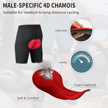 Herren Fahrradhose 2 in 1 Atmungsaktiv 4D Gepolsterte Unterwäsche Loose-fit Laufen Kurze Hose
