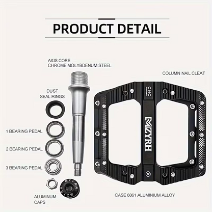 CNC Aluminium Fahrradpedale – Ultraleichte MTB Flatpedale mit Industrielagern, Rutschfest, 9/16 Zoll für Mountainbike, Rennrad, BMX & E-Bike