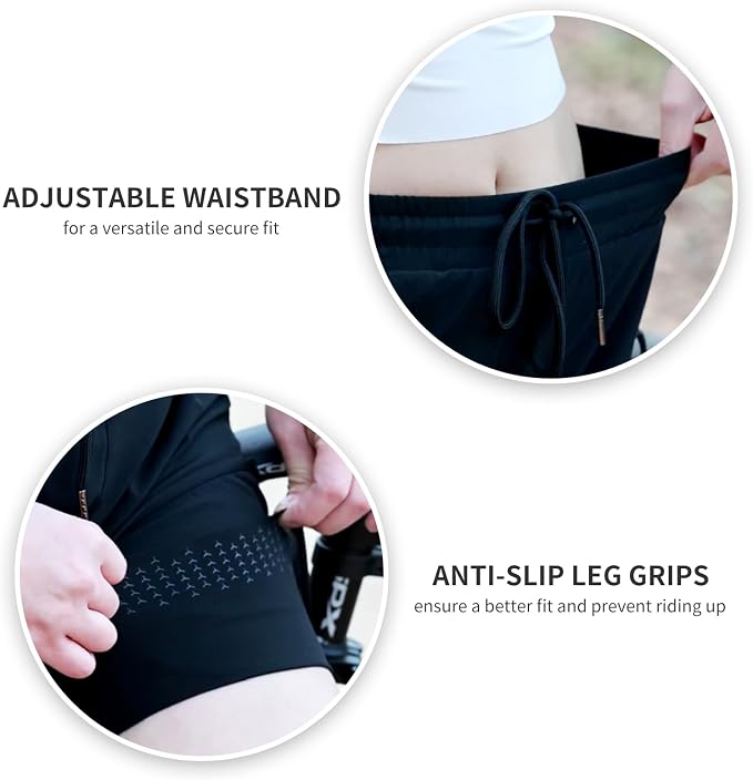 Herren Fahrradhose 2 in 1 Atmungsaktiv 4D Gepolsterte Unterwäsche Loose-fit Laufen Kurze Hose