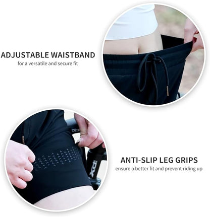 Herren Fahrradhose 2 in 1 Atmungsaktiv 4D Gepolsterte Unterwäsche Loose-fit Laufen Kurze Hose