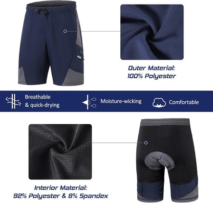 Herren-Mountainbike-Shorts (MTB-Shorts) mit gepolsterter Innenhose – locker geschnitten, leicht