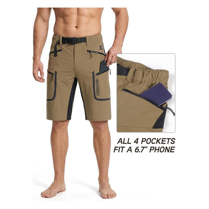 Men's Mountain Bike Shorts Loose-Fit Cycling Shorts 4 Zippered Pockets Lightweight Outer Shell for Hiking Outdoor