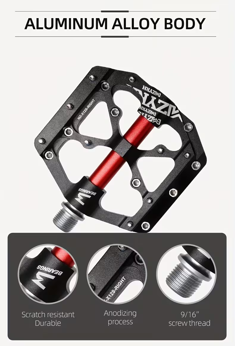 Ultraleichte CNC Aluminium Fahrradpedale – Rutschfeste MTB Flatpedale mit 3 Industrielagern, 9/16 Zoll Pedale für BMX, Rennrad, Mountainbike & E-Bike