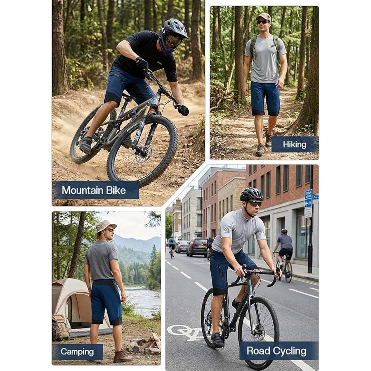 Herren Mountainbike-Shorts – Wasserabweisende Radhose mit gepolsterter Innenhose