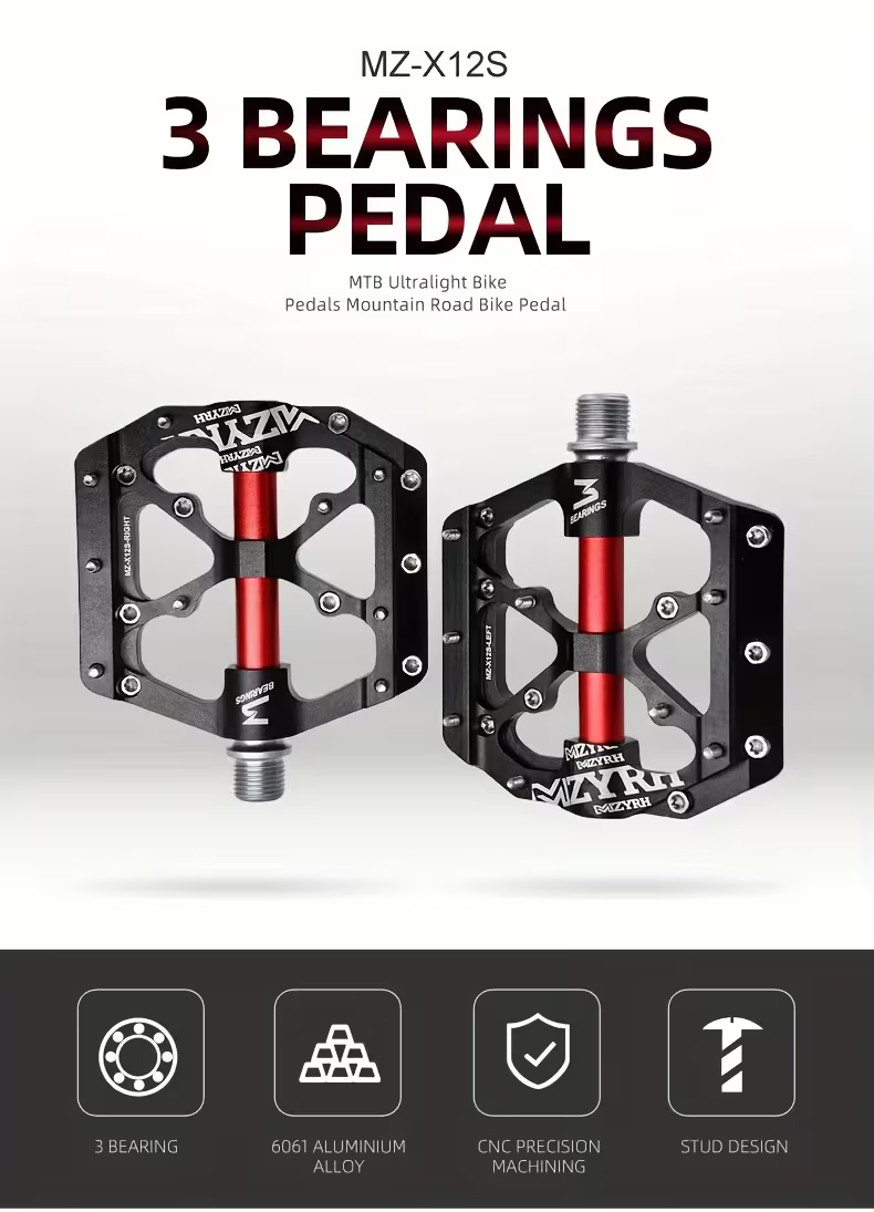 Ultraleichte CNC Aluminium Fahrradpedale – Rutschfeste MTB Flatpedale mit 3 Industrielagern, 9/16 Zoll Pedale für BMX, Rennrad, Mountainbike & E-Bike