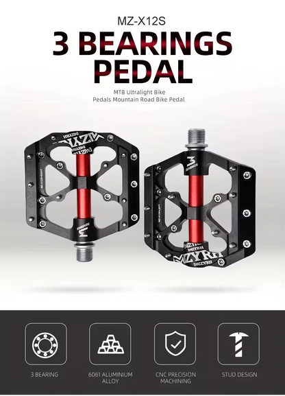Ultraleichte CNC Aluminium Fahrradpedale – Rutschfeste MTB Flatpedale mit 3 Industrielagern, 9/16 Zoll Pedale für BMX, Rennrad, Mountainbike & E-Bike