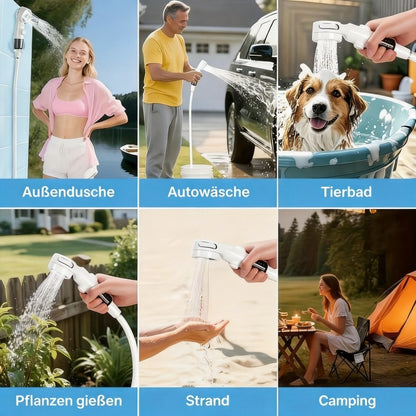Portable Camping Shower Pump with USB Rechargeable Battery, 3-in-1 Shower Head Sprayer System, 3-in-1 Hose System