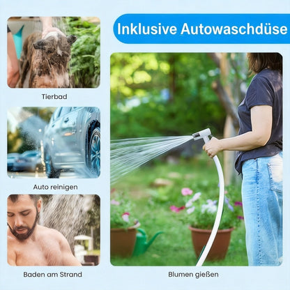 Portable Camping Shower Pump with USB Rechargeable Battery, 3-in-1 Shower Head Sprayer System, 3-in-1 Hose System