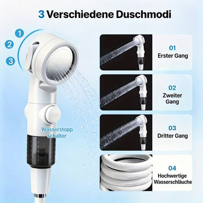 Portable Camping Shower Pump with USB Rechargeable Battery, 3-in-1 Shower Head Sprayer System, 3-in-1 Hose System
