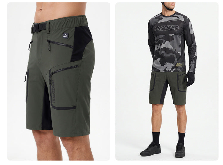 Men's Mountain Bike Shorts Loose-Fit Cycling Shorts 4 Zippered Pockets Lightweight Outer Shell for Hiking Outdoor