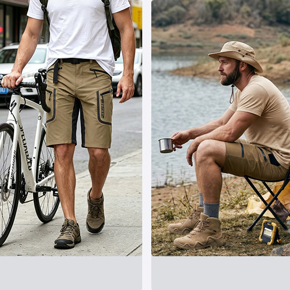 Men's Mountain Bike Shorts Loose-Fit Cycling Shorts 4 Zippered Pockets Lightweight Outer Shell for Hiking Outdoor