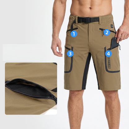 Men's Mountain Bike Shorts Loose-Fit Cycling Shorts 4 Zippered Pockets Lightweight Outer Shell for Hiking Outdoor