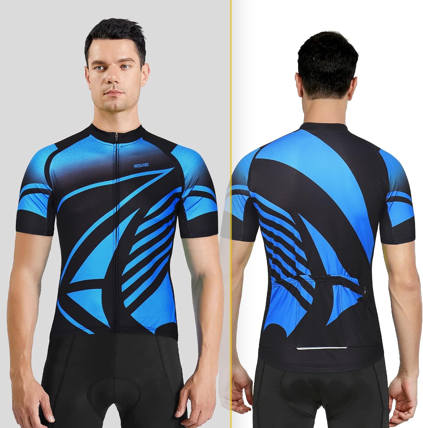 Herren MTB Fahrradtrikot Kurzarm – Mountainbike Trikot mit Reißverschlusstaschen & Reflektierenden Details, Atmungsaktives Radshirt