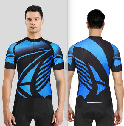 Herren MTB Fahrradtrikot Kurzarm – Mountainbike Trikot mit Reißverschlusstaschen & Reflektierenden Details, Atmungsaktives Radshirt