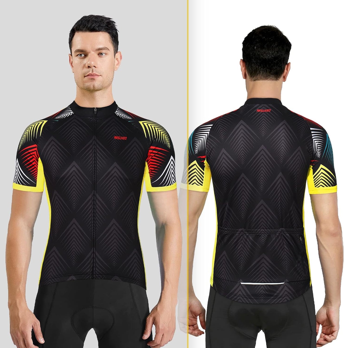 Herren MTB Fahrradtrikot Kurzarm – Mountainbike Trikot mit Reißverschlusstaschen & Reflektierenden Details, Atmungsaktives Radshirt