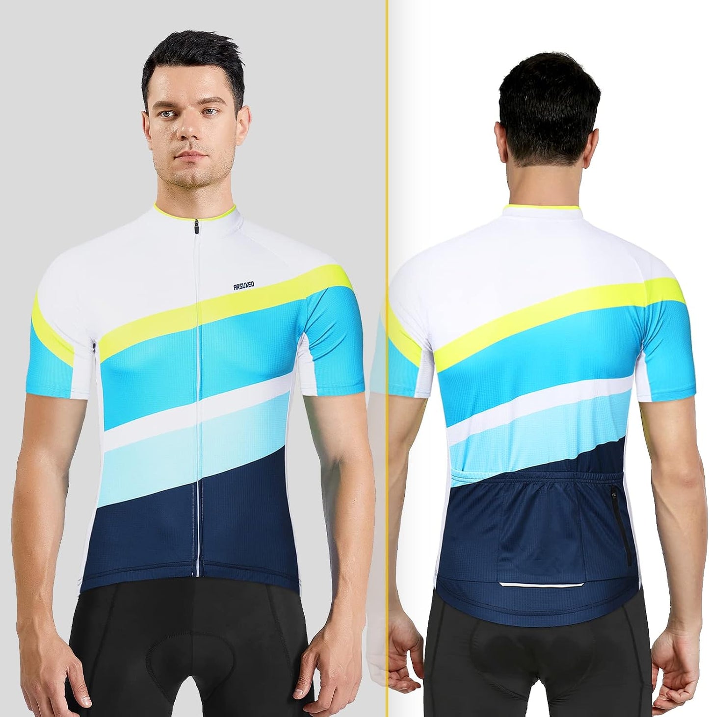 Herren MTB Fahrradtrikot Kurzarm – Mountainbike Trikot mit Reißverschlusstaschen & Reflektierenden Details, Atmungsaktives Radshirt