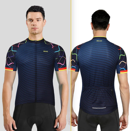 Herren MTB Fahrradtrikot Kurzarm – Mountainbike Trikot mit Reißverschlusstaschen & Reflektierenden Details, Atmungsaktives Radshirt