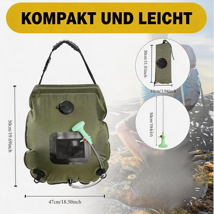 20L Solar-Duschsack für Camping – Tragbare Outdoor-Dusche mit Wasserspeicher für Reisen, Wandern & Camping