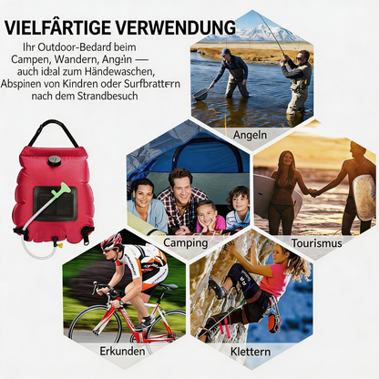 20L Solar-Duschsack für Camping – Tragbare Outdoor-Dusche mit Wasserspeicher für Reisen, Wandern & Camping