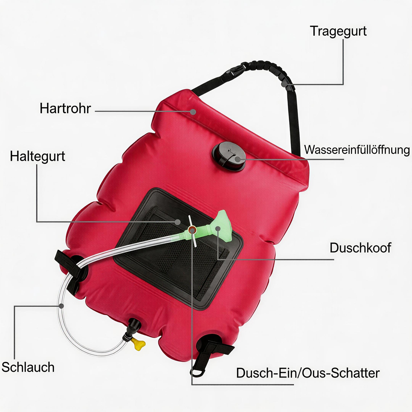 20L Solar-Duschsack für Camping – Tragbare Outdoor-Dusche mit Wasserspeicher für Reisen, Wandern & Camping