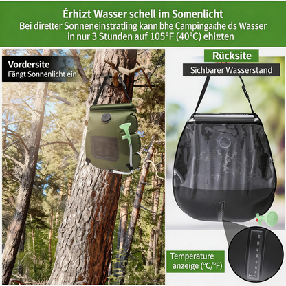 20L Solar-Duschsack für Camping – Tragbare Outdoor-Dusche mit Wasserspeicher für Reisen, Wandern & Camping